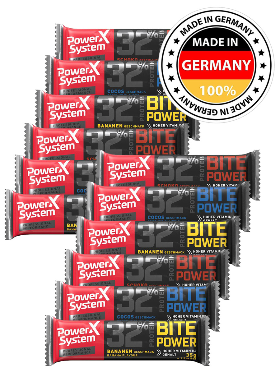 

Power System Bite Power Protein Bar, Ассорти 12х35г (Банан, Кокос, Шоколад)