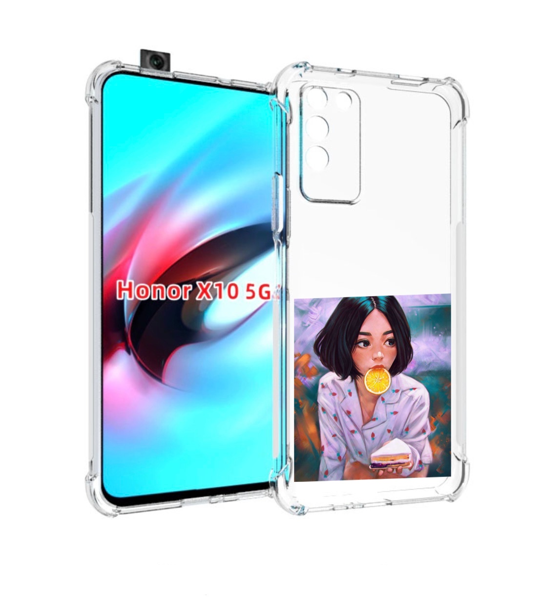 

Чехол MyPads девушка-с-чизкейком женский для Honor X10, Прозрачный, Tocco