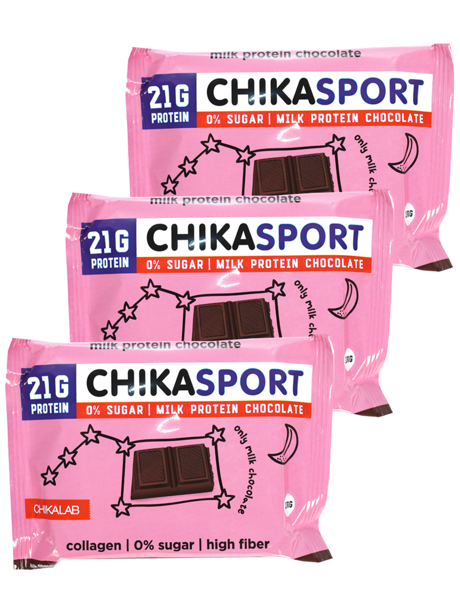 Молочный шоколад Chikasport протеиновый без сахара 3шт по 100г