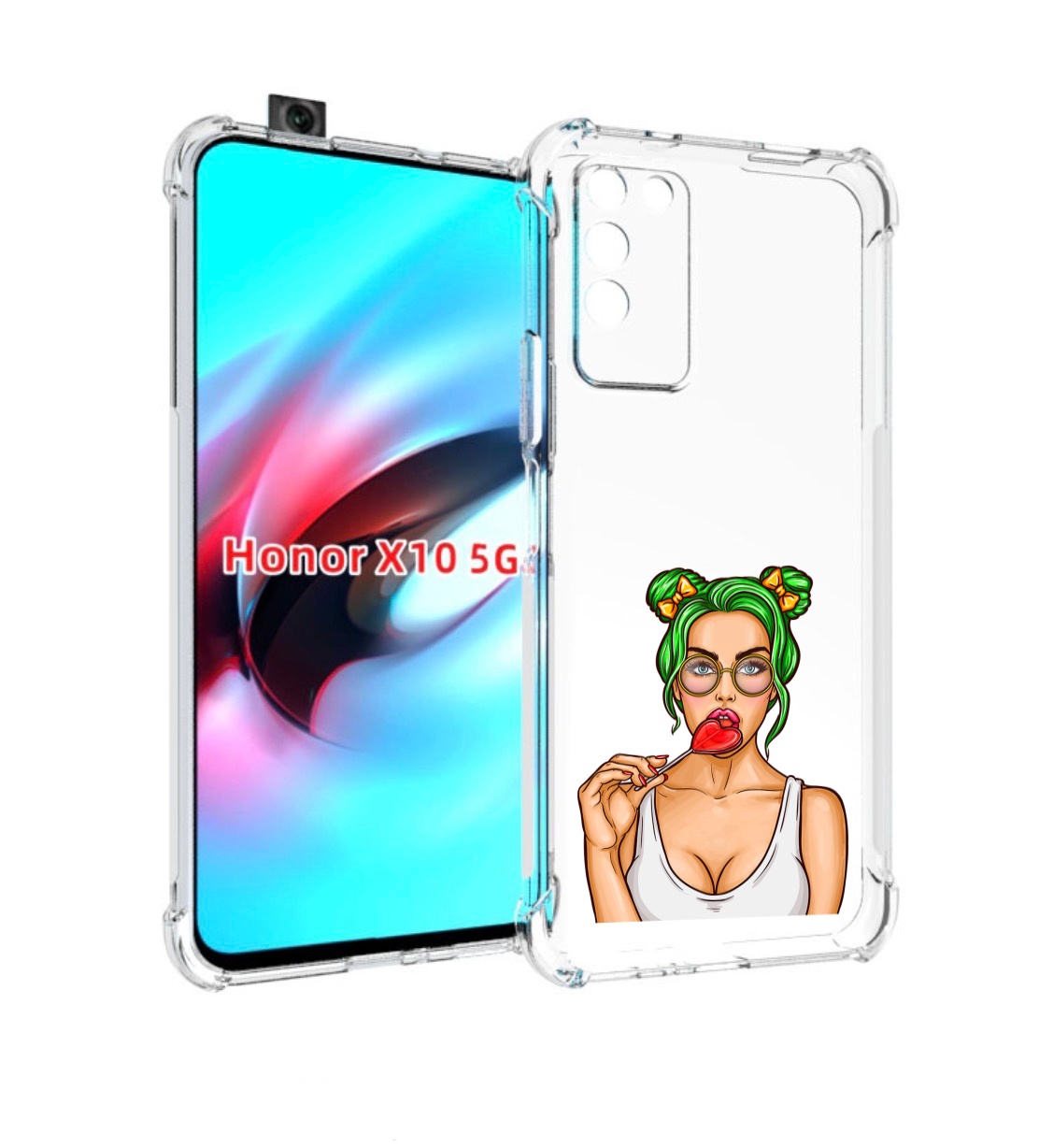 

Чехол MyPads девушка-с-чупачупсом-в-виде-сердца женский для Honor X10, Прозрачный, Tocco