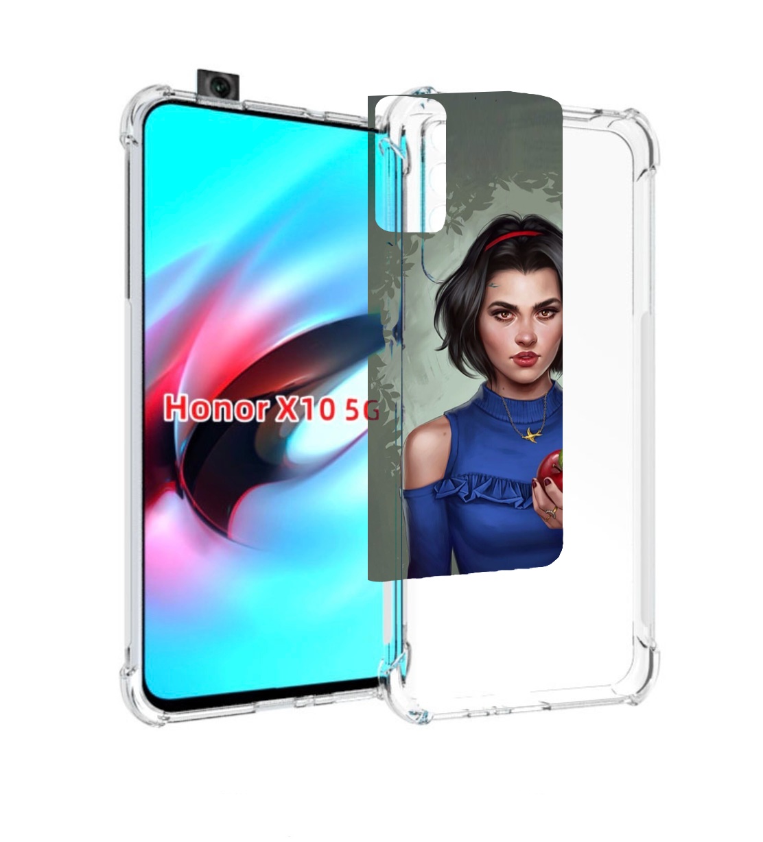 

Чехол MyPads девушка-с-яблоком женский для Honor X10, Прозрачный, Tocco