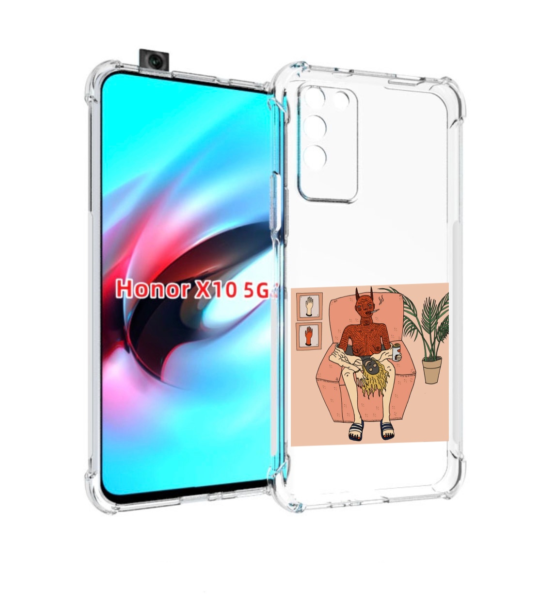 

Чехол MyPads девушка-сняла-кожу для Honor X10, Прозрачный, Tocco