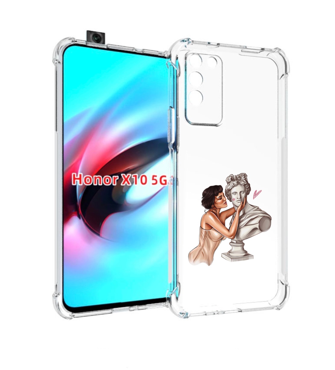 

Чехол MyPads девушка-со-статуей женский для Honor X10, Прозрачный, Tocco