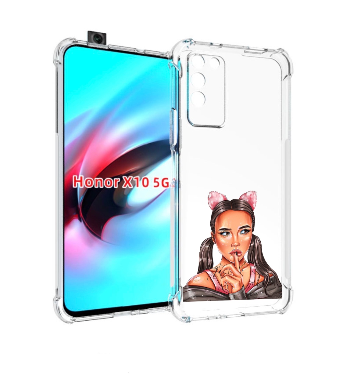 

Чехол MyPads девушка-тихо женский для Honor X10, Прозрачный, Tocco