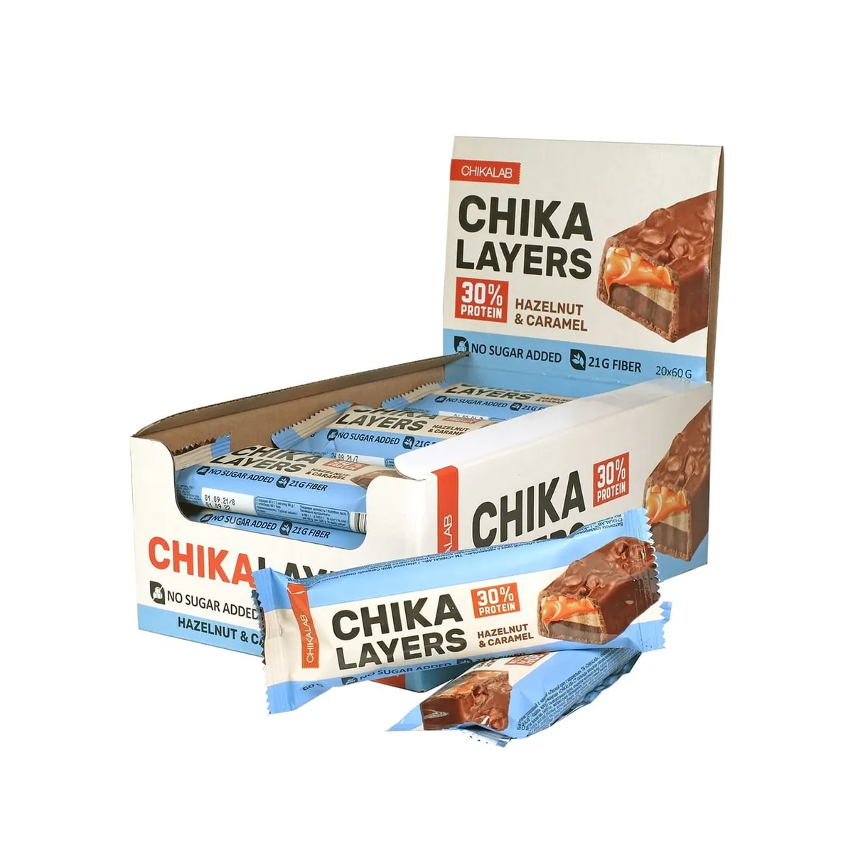 фото Протеиновые батончики chika layers без сахара 30шт х 60г (лесной орех с карамелью) chikalab