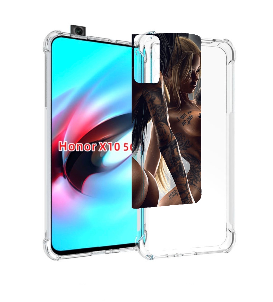 

Чехол MyPads девушки-инь-и-янь-в-татуировках для Honor X10, Прозрачный, Tocco