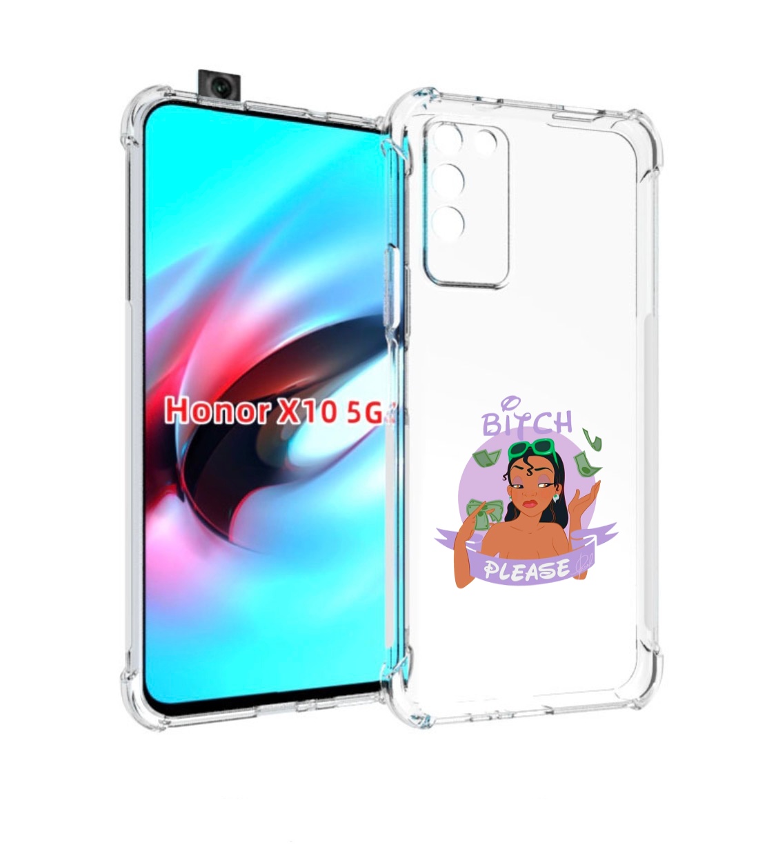 

Чехол MyPads деньги-пожалуйста женский для Honor X10, Прозрачный, Tocco