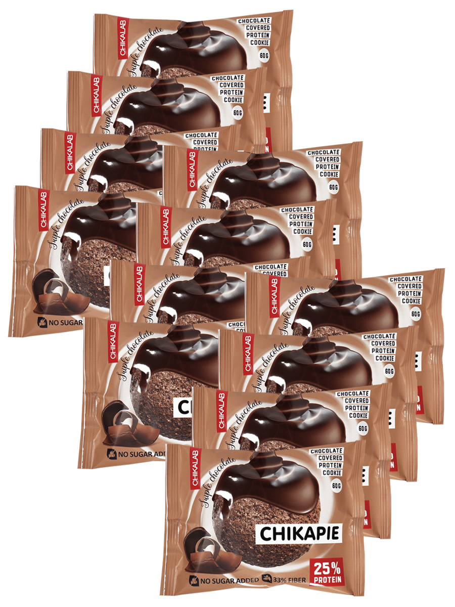

Протеиновое печенье Chikapie с начинкой, 12x60г (Тройной шоколад)