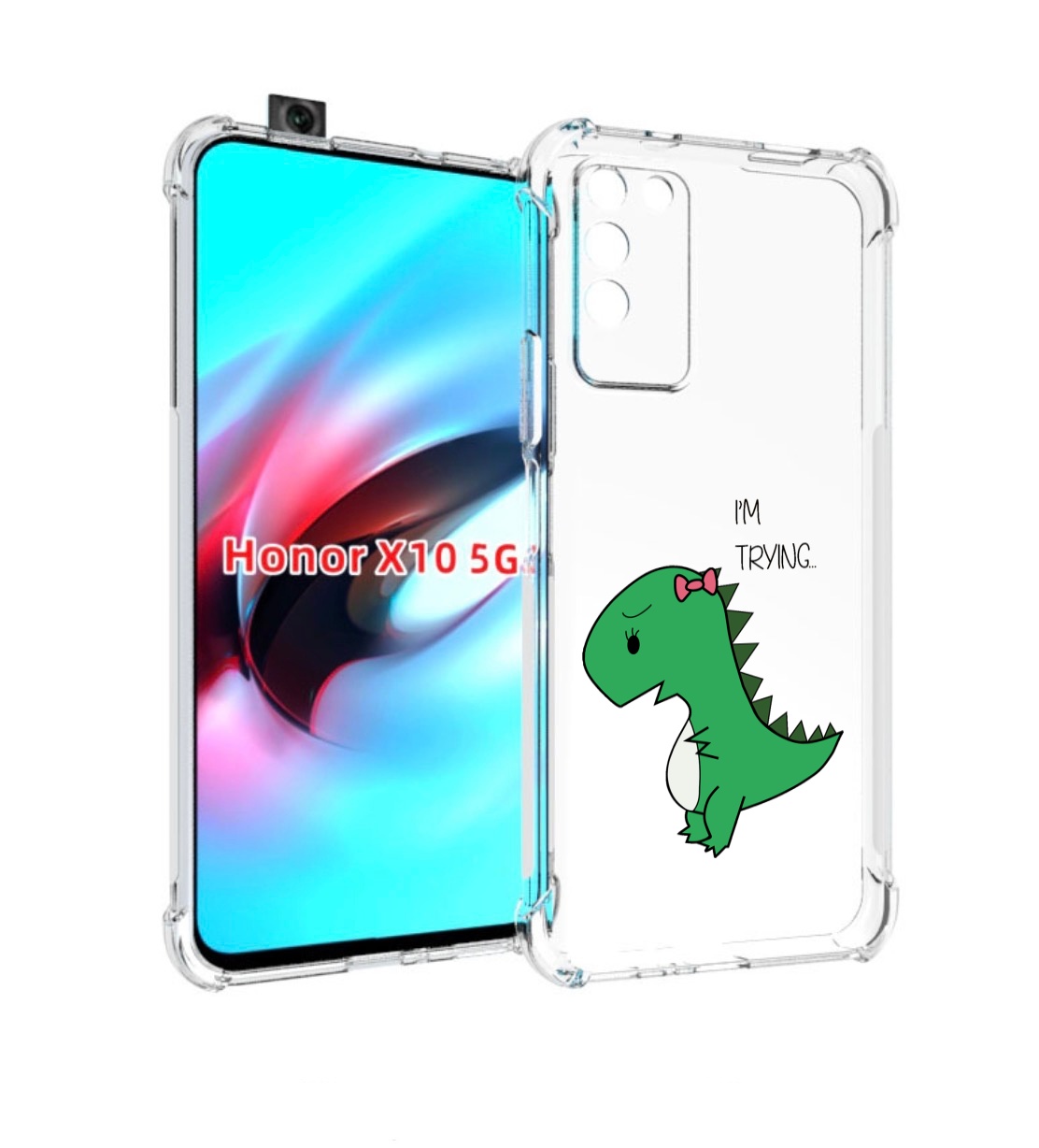 

Чехол MyPads динозаврик-девочка для Honor X10, Прозрачный, Tocco