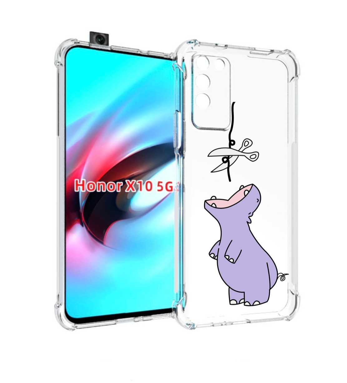 

Чехол MyPads динозаврик-фиолетовый для Honor X10, Прозрачный, Tocco