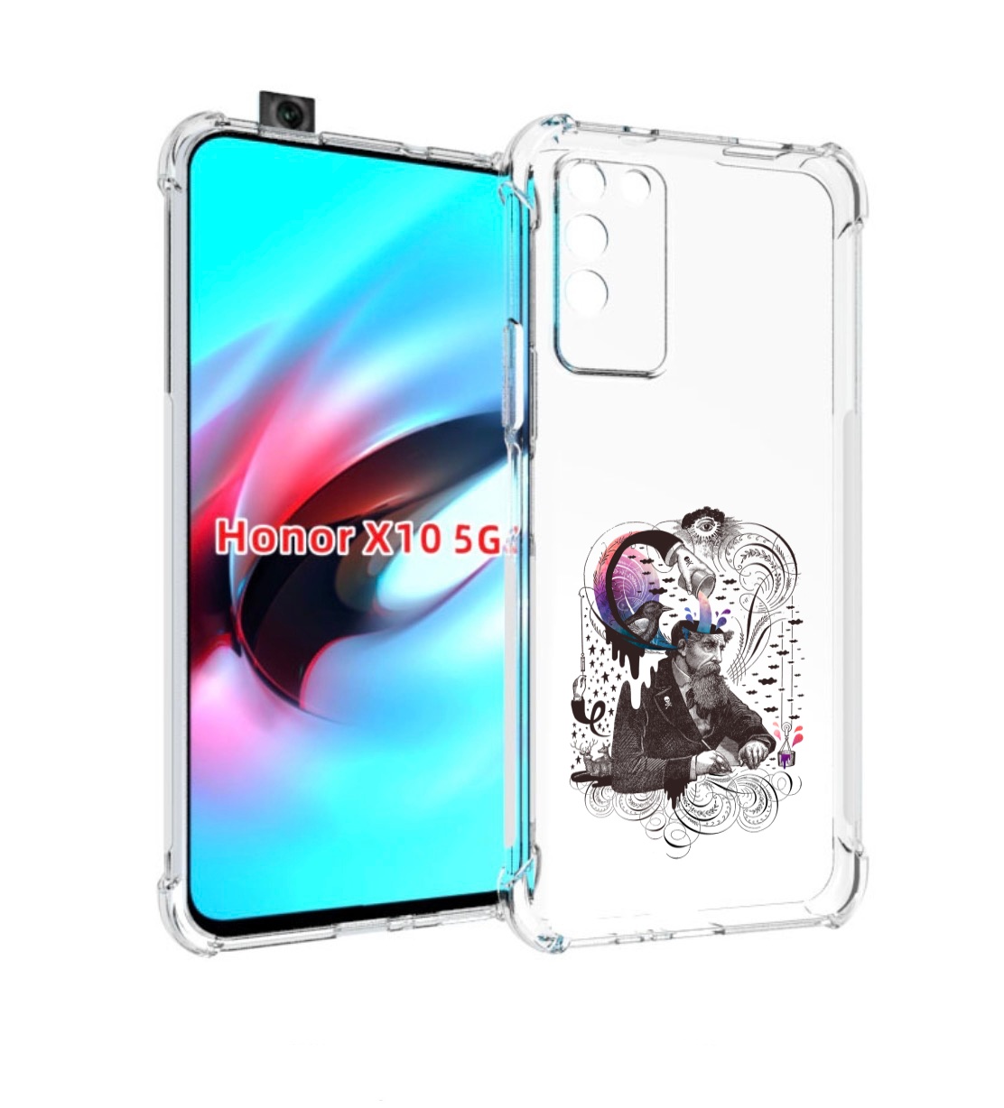 

Чехол MyPads абстракция думающий мужчина для Honor X10, Прозрачный, Tocco