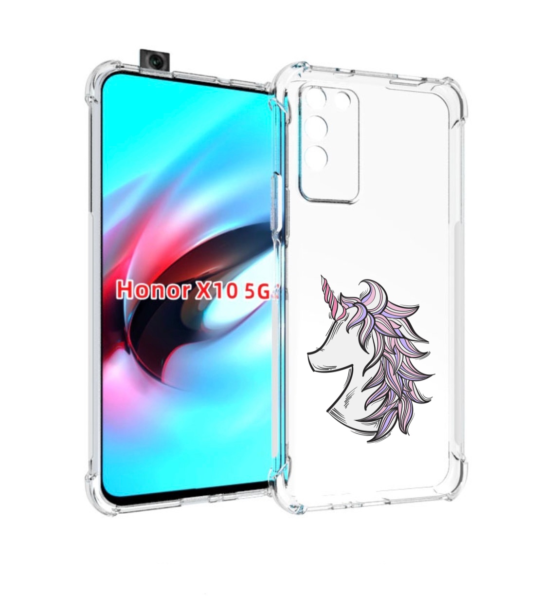 

Чехол MyPads единорог-рисунок для Honor X10, Прозрачный, Tocco