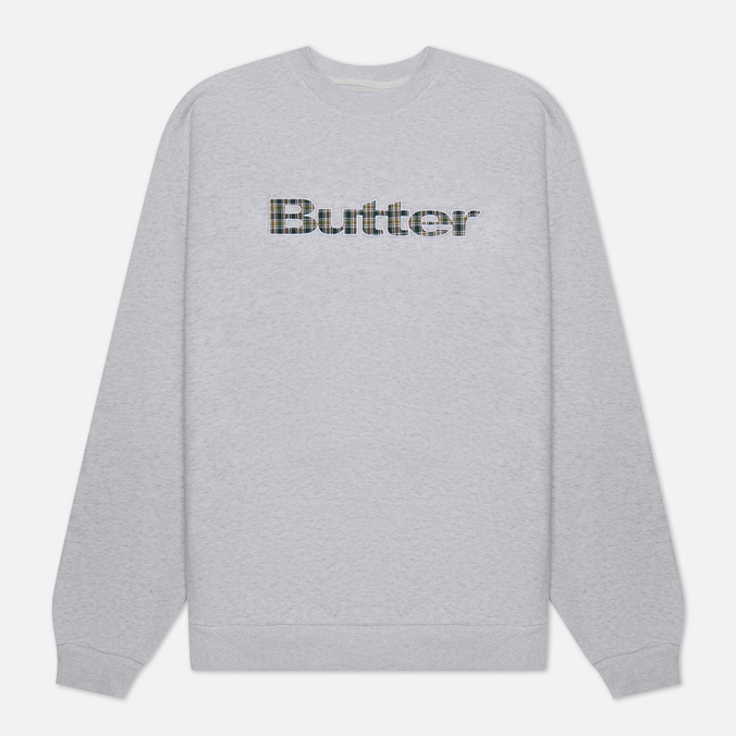 

Мужская толстовка Butter Goods Plaid Applique Logo Crew Neck серый, Размер S, Plaid Applique Logo Crew Neck