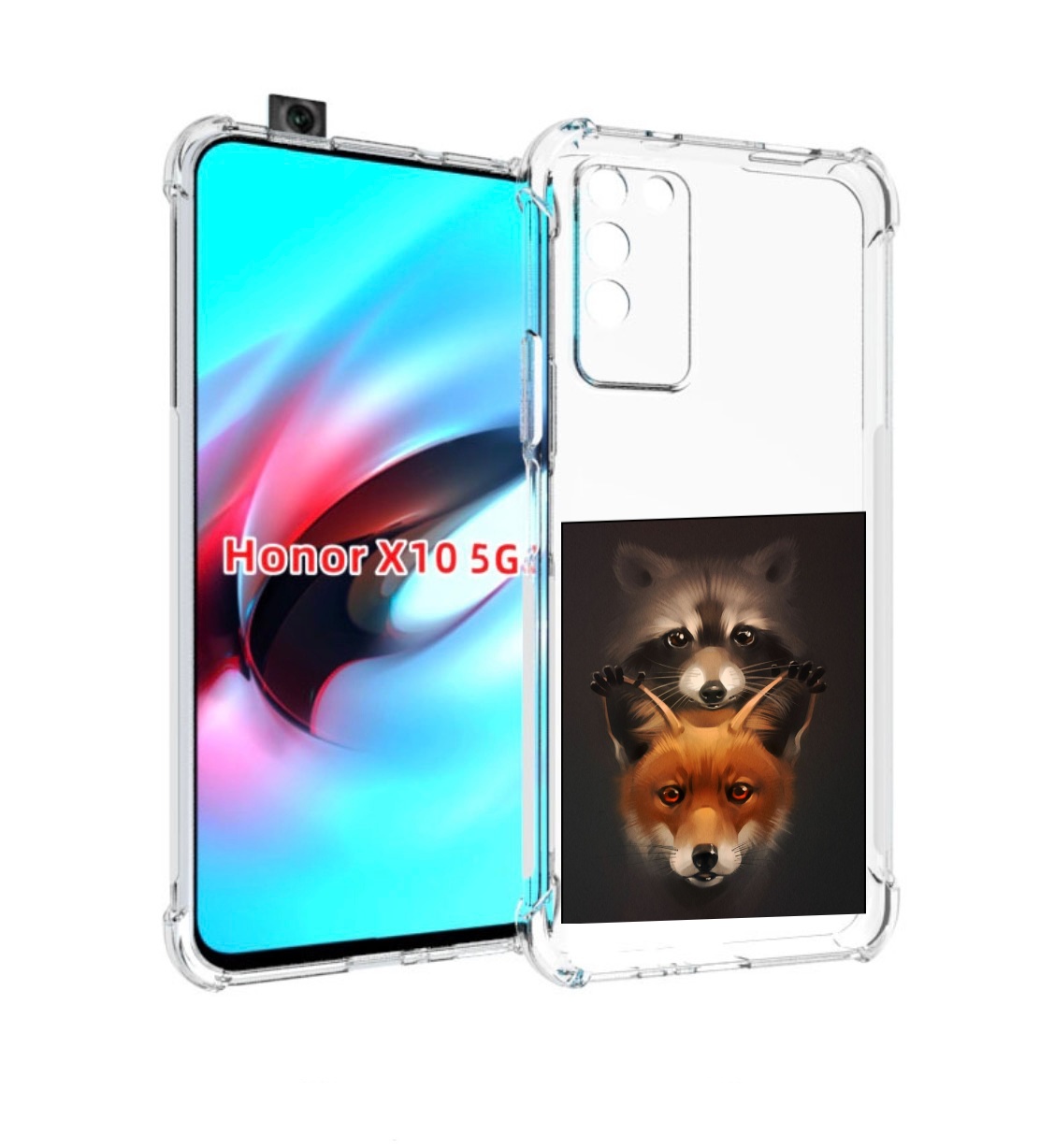 

Чехол MyPads енотик-лисенок для Honor X10, Прозрачный, Tocco