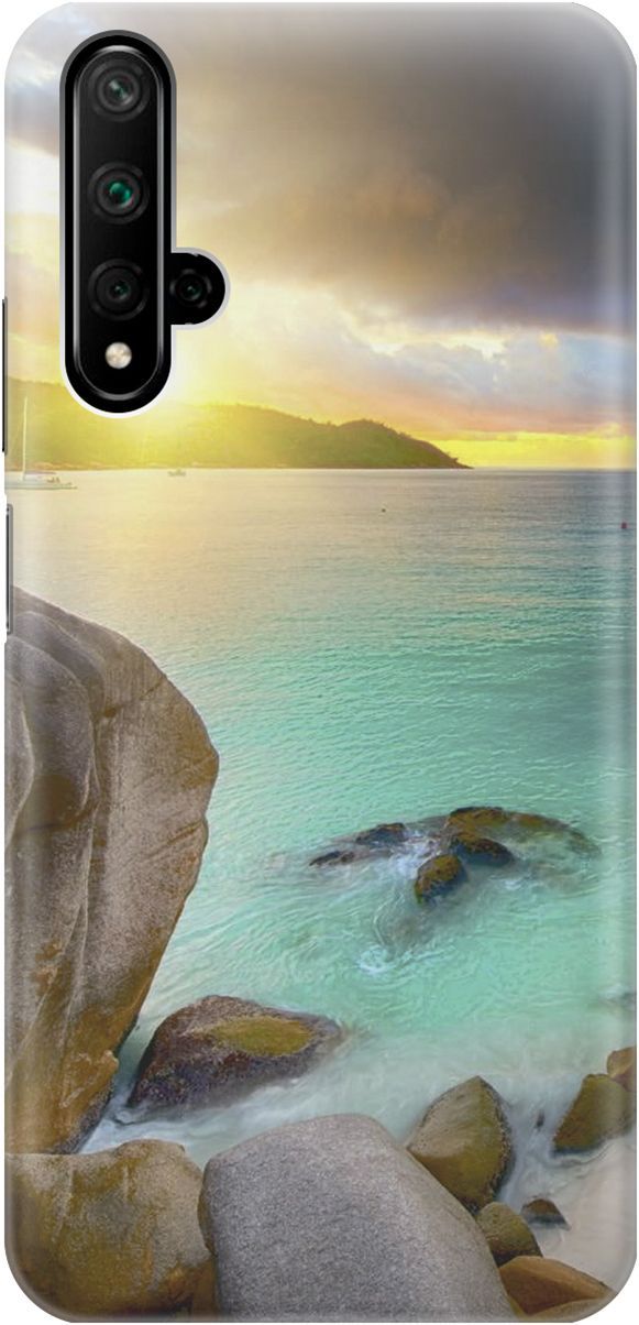 

Чехол на Honor 20/Huawei Nova 5T "Закат на каменистом берегу", Бирюзовый;желтый, 2201