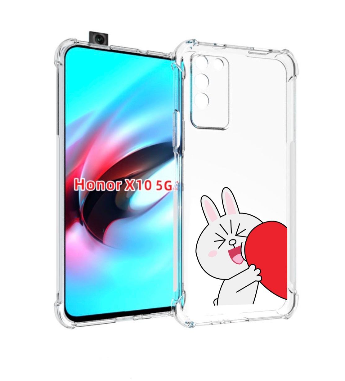 

Чехол MyPads зайчик-с-полуседрцем для Honor X10, Прозрачный, Tocco