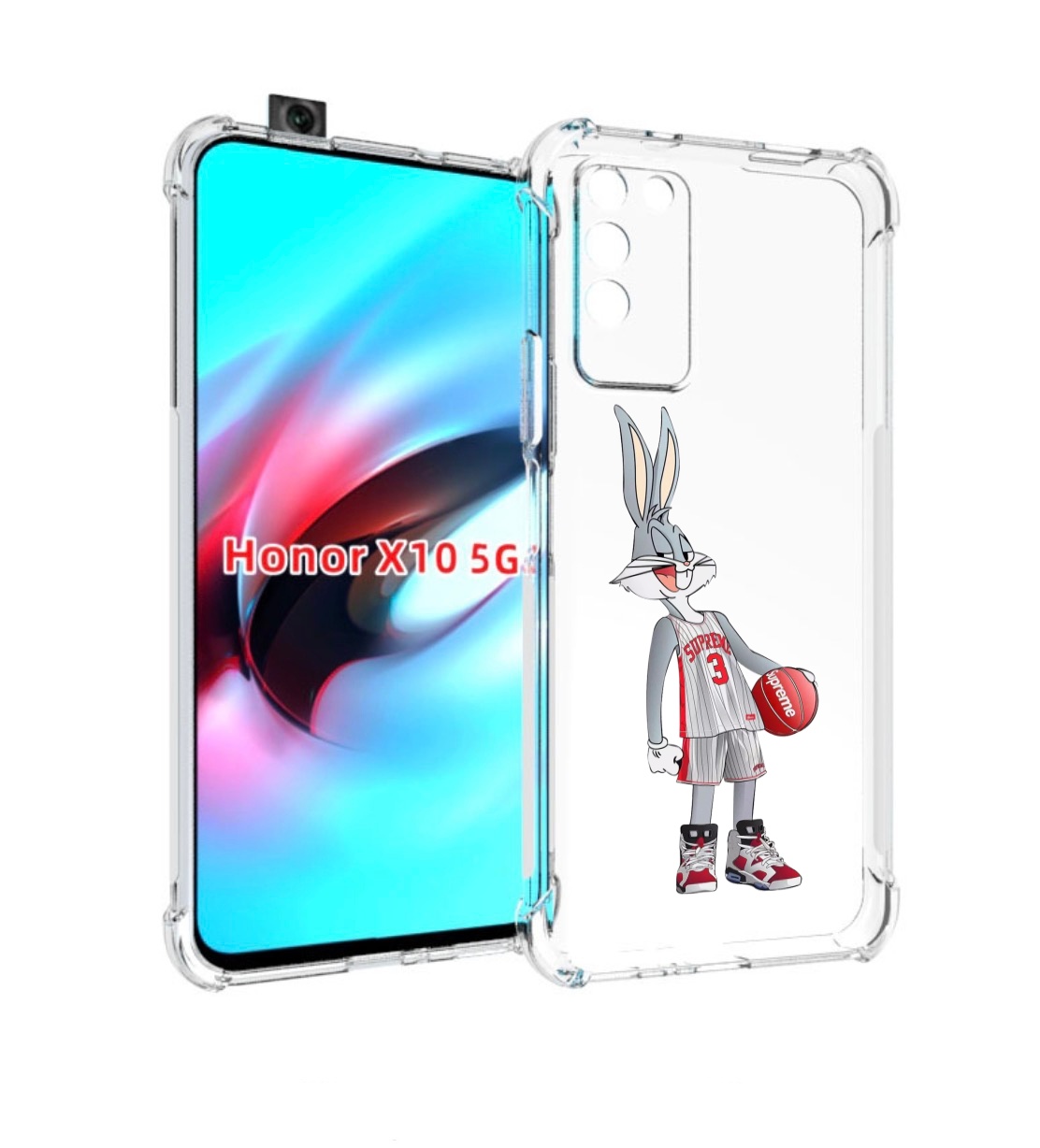 

Чехол MyPads заяц-баскетболист женский для Honor X10, Прозрачный, Tocco