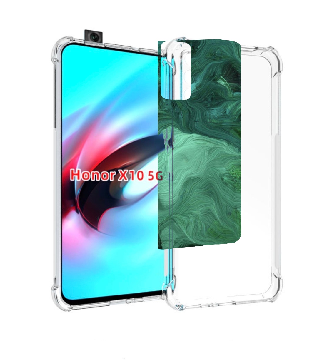 

Чехол MyPads зеленые нити для Honor X10, Прозрачный, Tocco