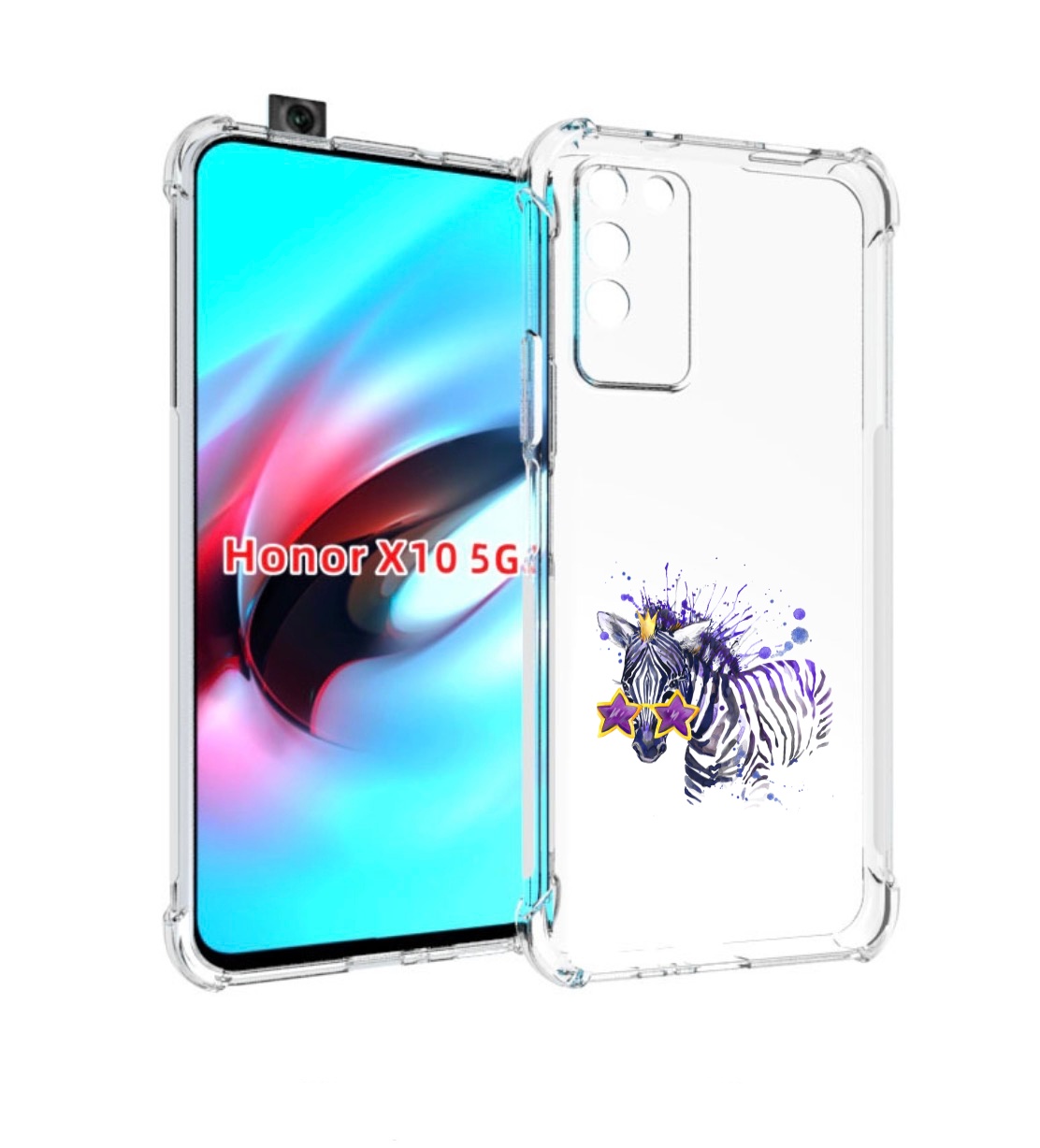 

Чехол MyPads акварельная зебра для Honor X10, Прозрачный, Tocco