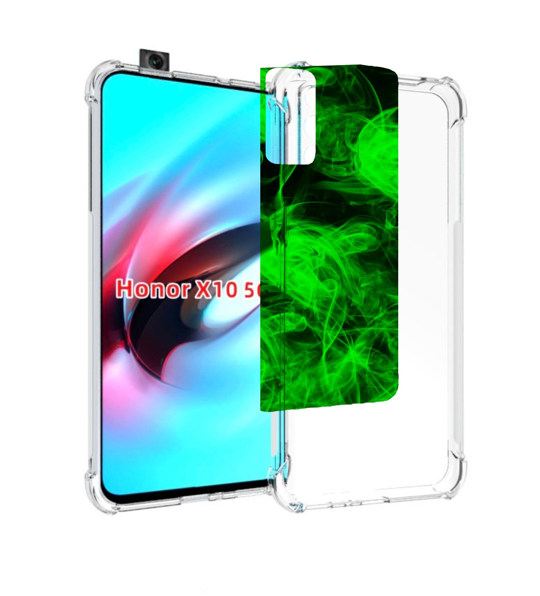 

Чехол MyPads зеленый-дымок для Honor X10, Прозрачный, Tocco