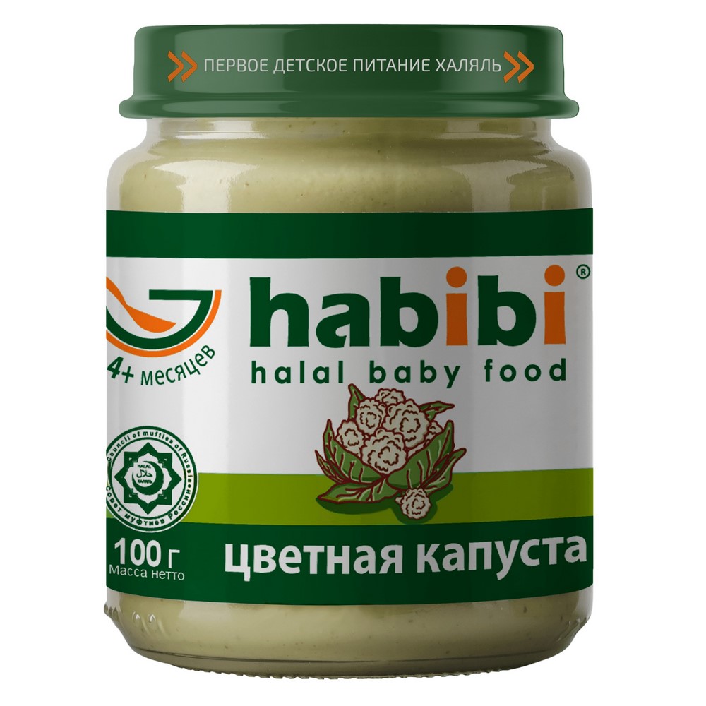 фото Пюре овощное habibi цветная капуста с 4 мес. 100 г, 1 шт.