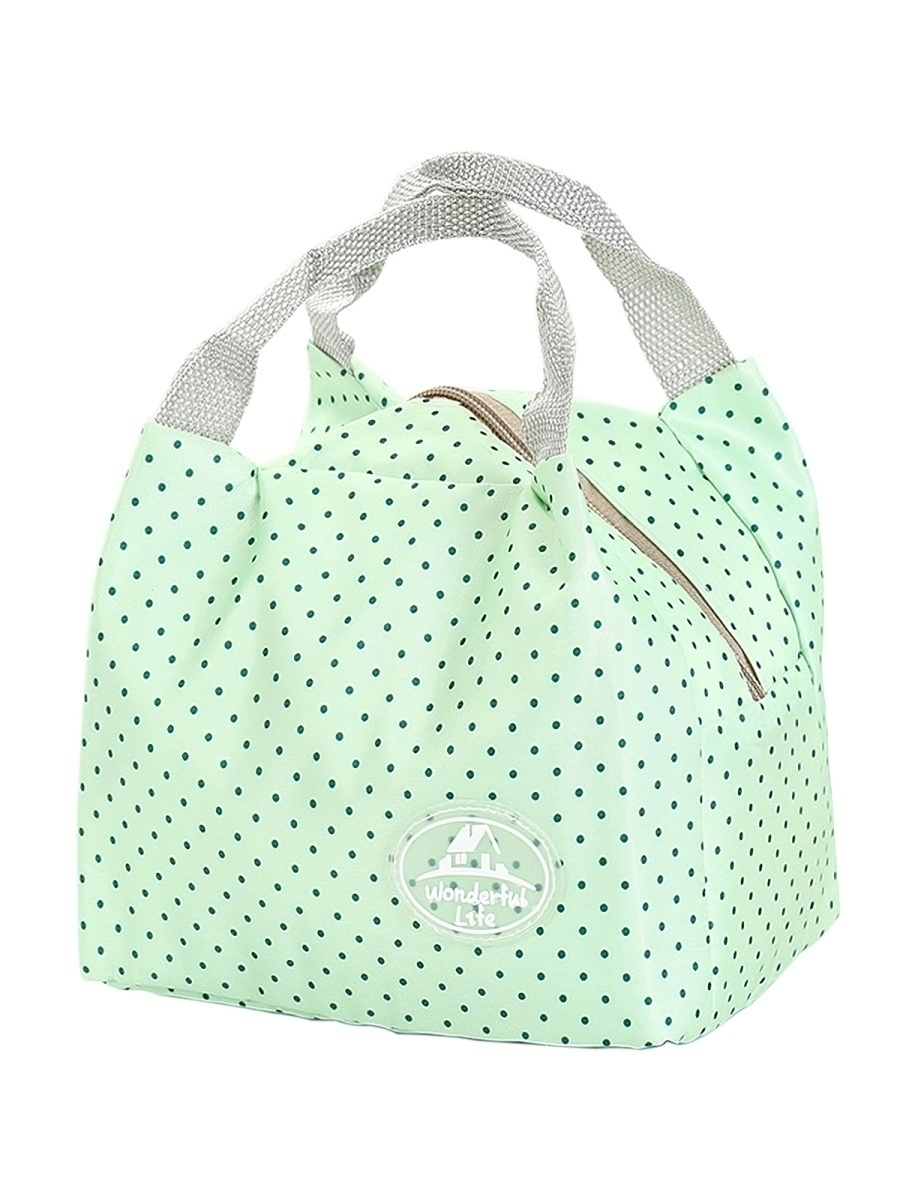 фото Термосумка для ланчбоксов (зеленая, горох)/ сумка-холодильник/ сумка для путешествий style home