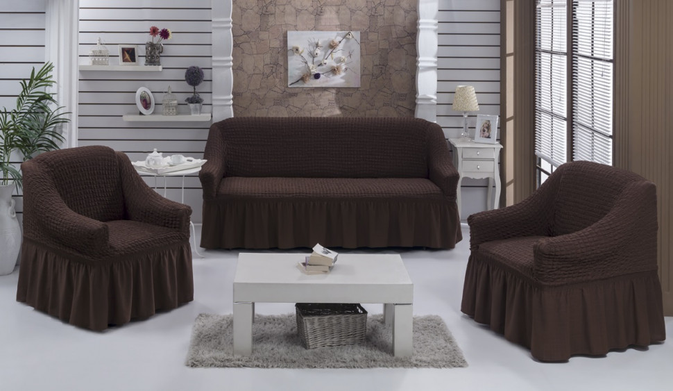 фото Набор чехлов для дивана "bulsan" коричневый karna