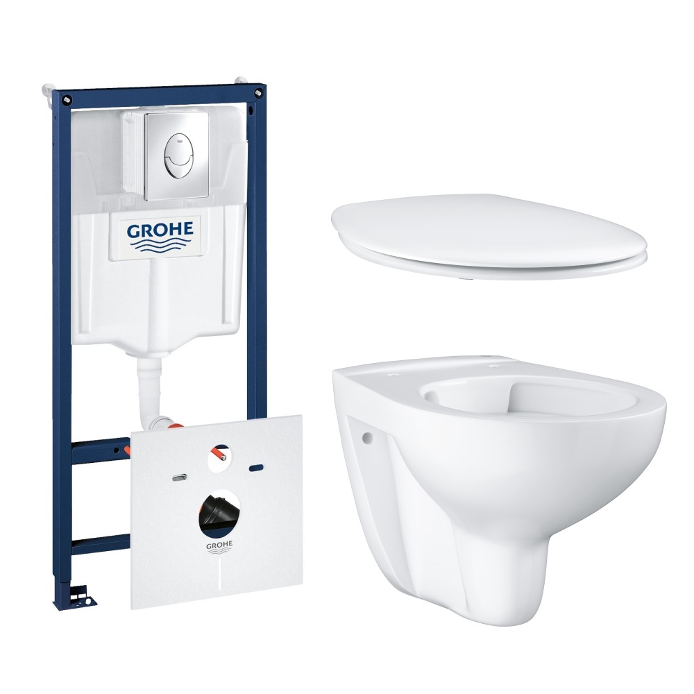 Комплект инсталляции GROHE Bau Ceramic с унитазом и сиденьем с микролифтом (NW0117)