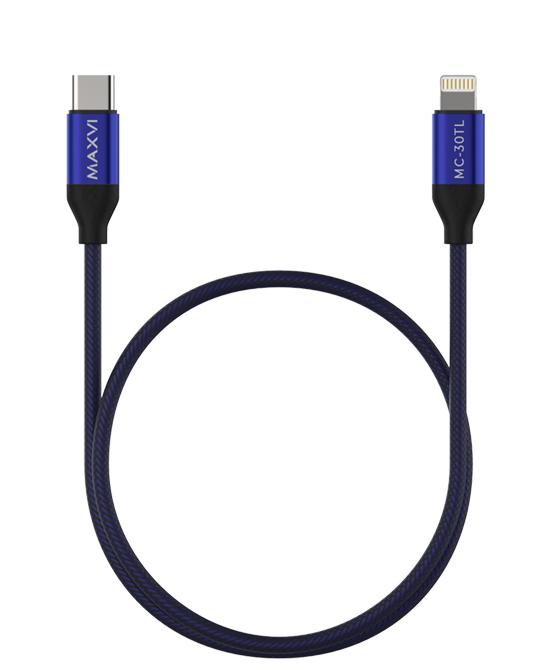 Кабель Maxvi MC-30TL Lightning - USB Type-C 1,2 м, синий