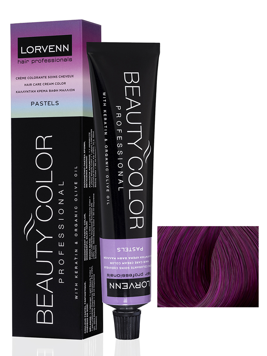 Крем-краска LORVENN HAIR PROFESSIONALS BEAUTY COLOR PASTELS 6.5/26 гранат 70 мл