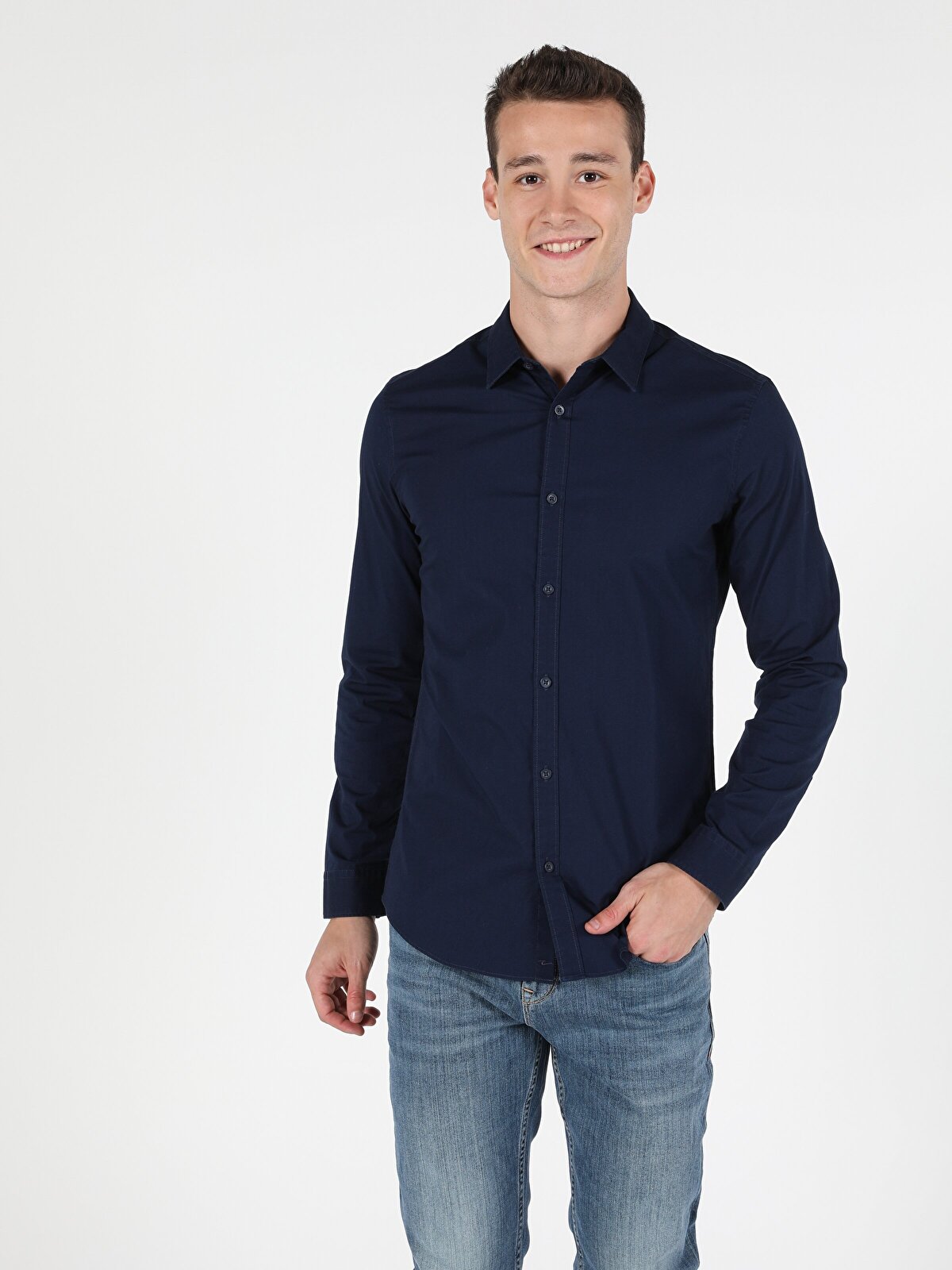 Рубашка мужская Colins CL1041350_Q1.V1 синяя XS