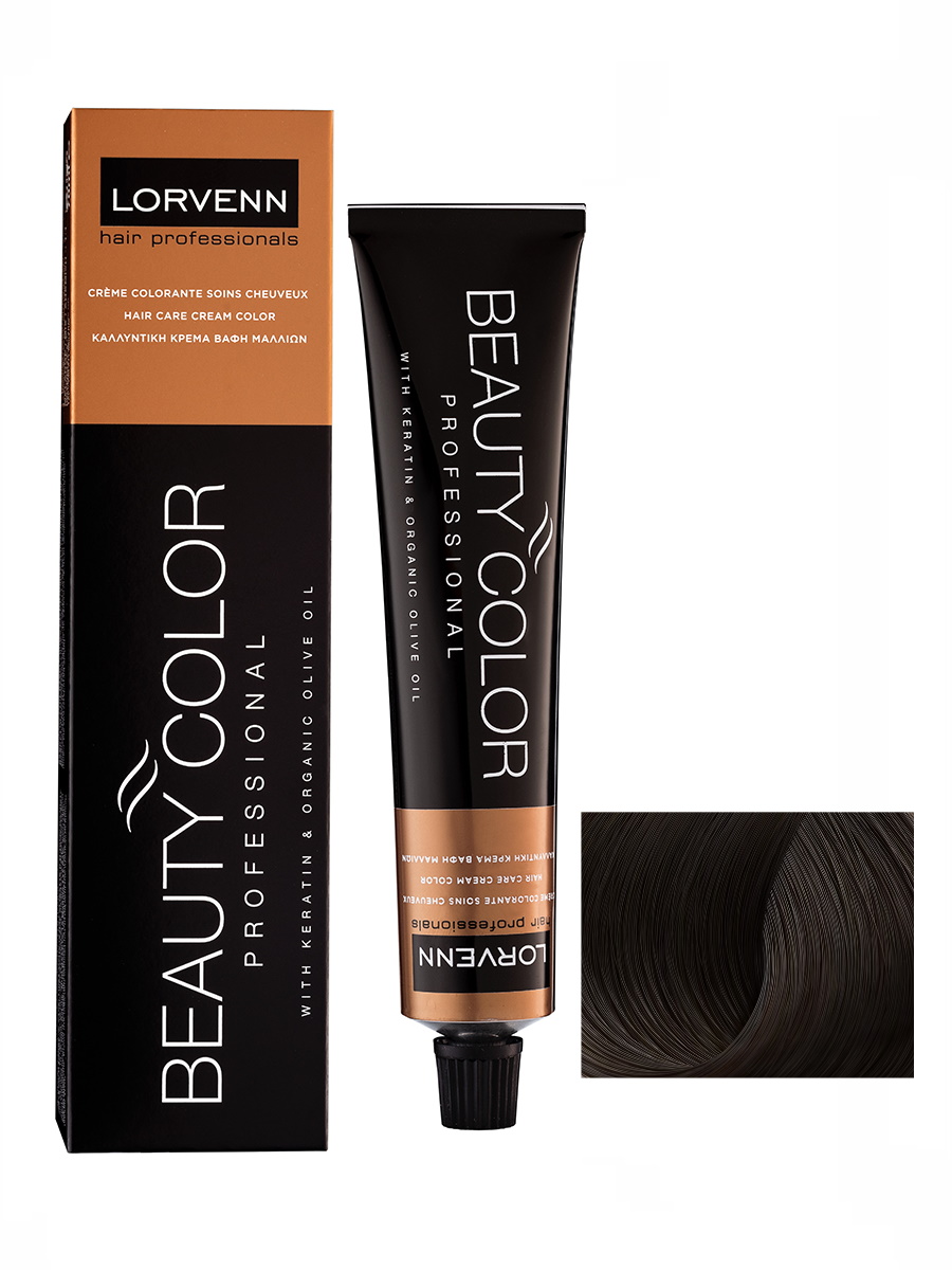 

Крем-краска LORVENN HAIR PROFESSIONALS BEAUTY COLOR 5.1 светло-каштановый пепельный 70 мл