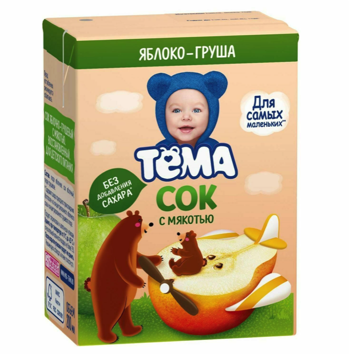 

Сок Тёма Яблоко груша с 6 мес 200 мл, Яблоко и груша