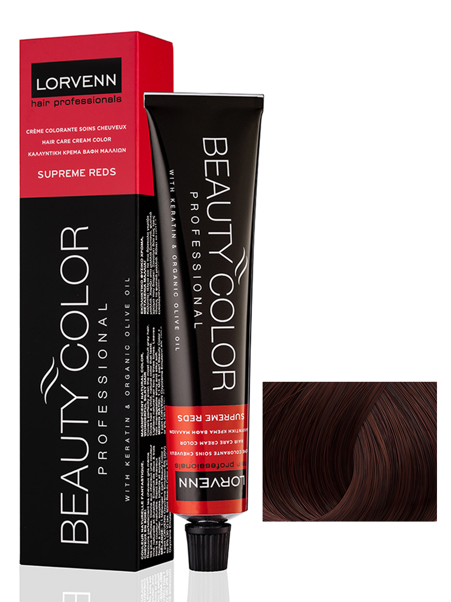 Крем-краска BEAUTY COLOR SUPREME REDS LORVENN HAIR PROFESSIONALS 4.65 70 мл koleston perfect стойкая крем краска 00304466 44 66 пурпурная дива 60 мл тона intensive reds