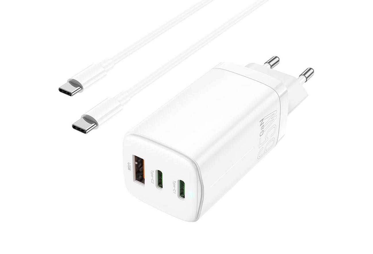 

Сетевое зарядное устройство Hoco N16 Scenery 1xUSB, 2xUSB Type-C 4.8 А белый, HOCO N16 Scenery 65W три порта (1хUSB-A, 2хType-C) GaN, бел