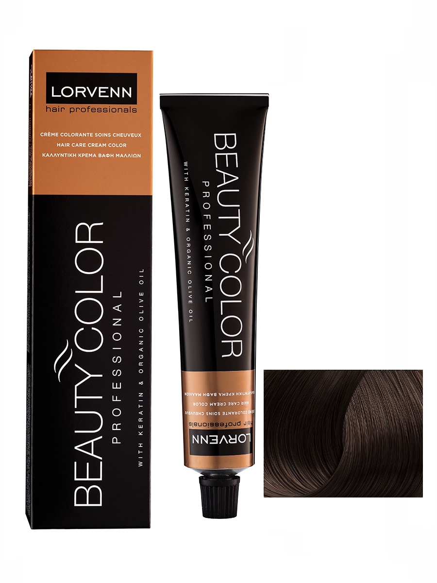 

Крем-краска LORVENN HAIR PROFESSIONALS BEAUTY COLOR 4.75 каштановый палисандр 70 мл