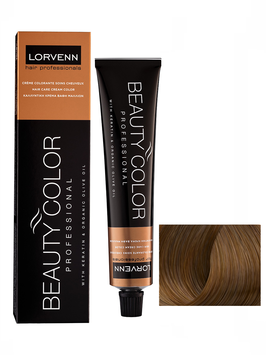 фото Крем-краска lorvenn hair professionals beauty color 8.73 светло-русый табачный 70 мл