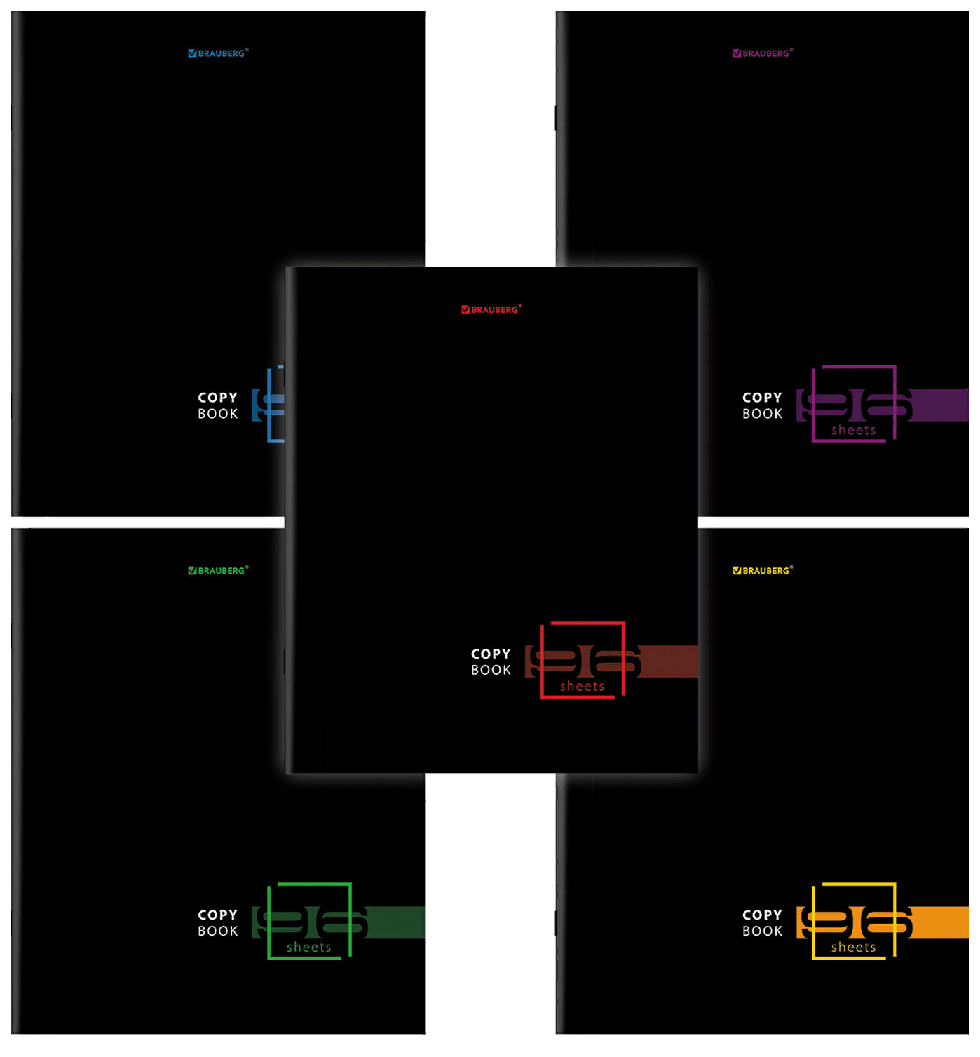 

Набор из 14 шт, Тетрадь А5, 96 л., BRAUBERG, скоба, клетка, глянцевая ламинация, "Dark", 4