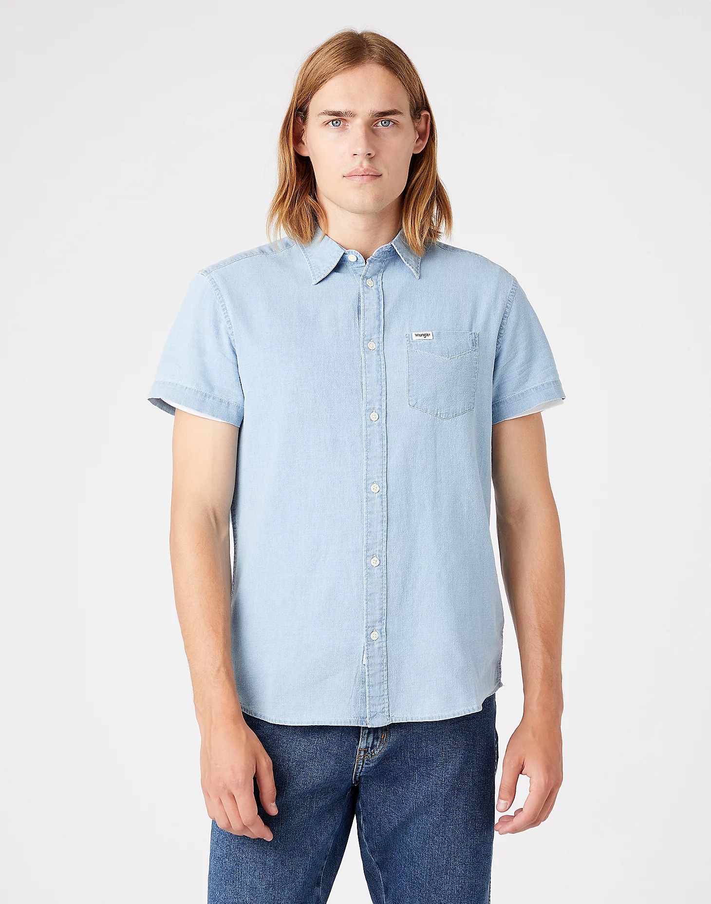 

Рубашка мужская Wrangler W5J1LOX4E голубая M, W5J1LOX4E