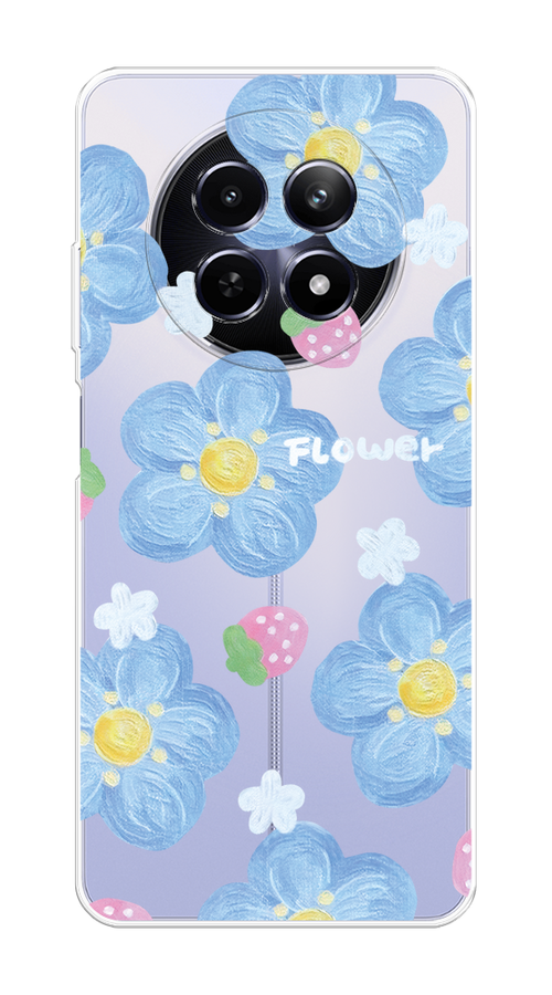 

Чехол на Realme 12 5G "Цветы и клубники", Прозрачный;голубой;белый, 2516450-1