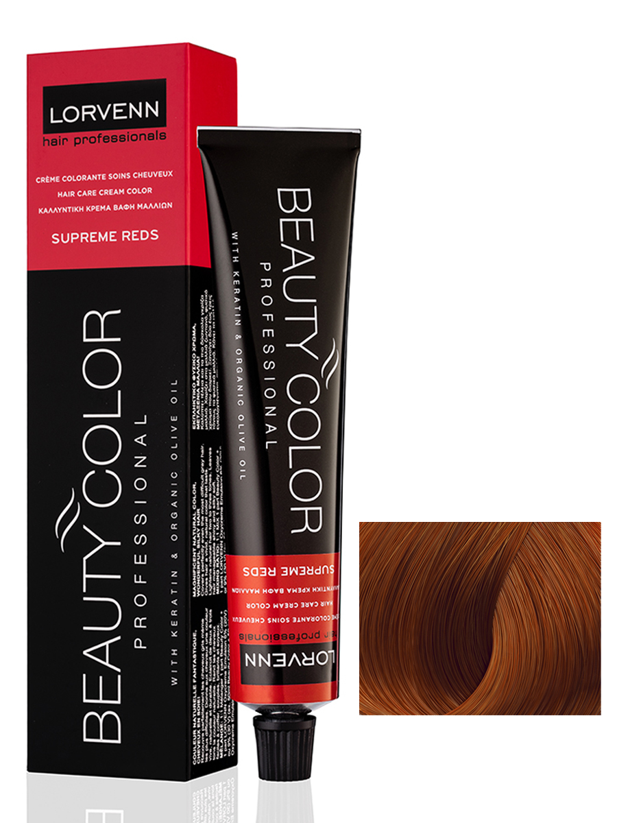 Крем-краска LORVENN HAIR PROFESSIONALS BEAUTY COLOR SUPREME REDS 7.40 русый медный 70 мл крем краска lorvenn hair professionals beauty color supreme reds 7 40 русый медный 70 мл