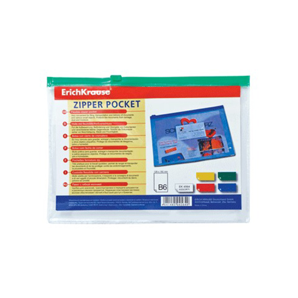 

Zip-пакет пластиковый ErichKrause® PVC Zip Pocket, B6, прозрачный