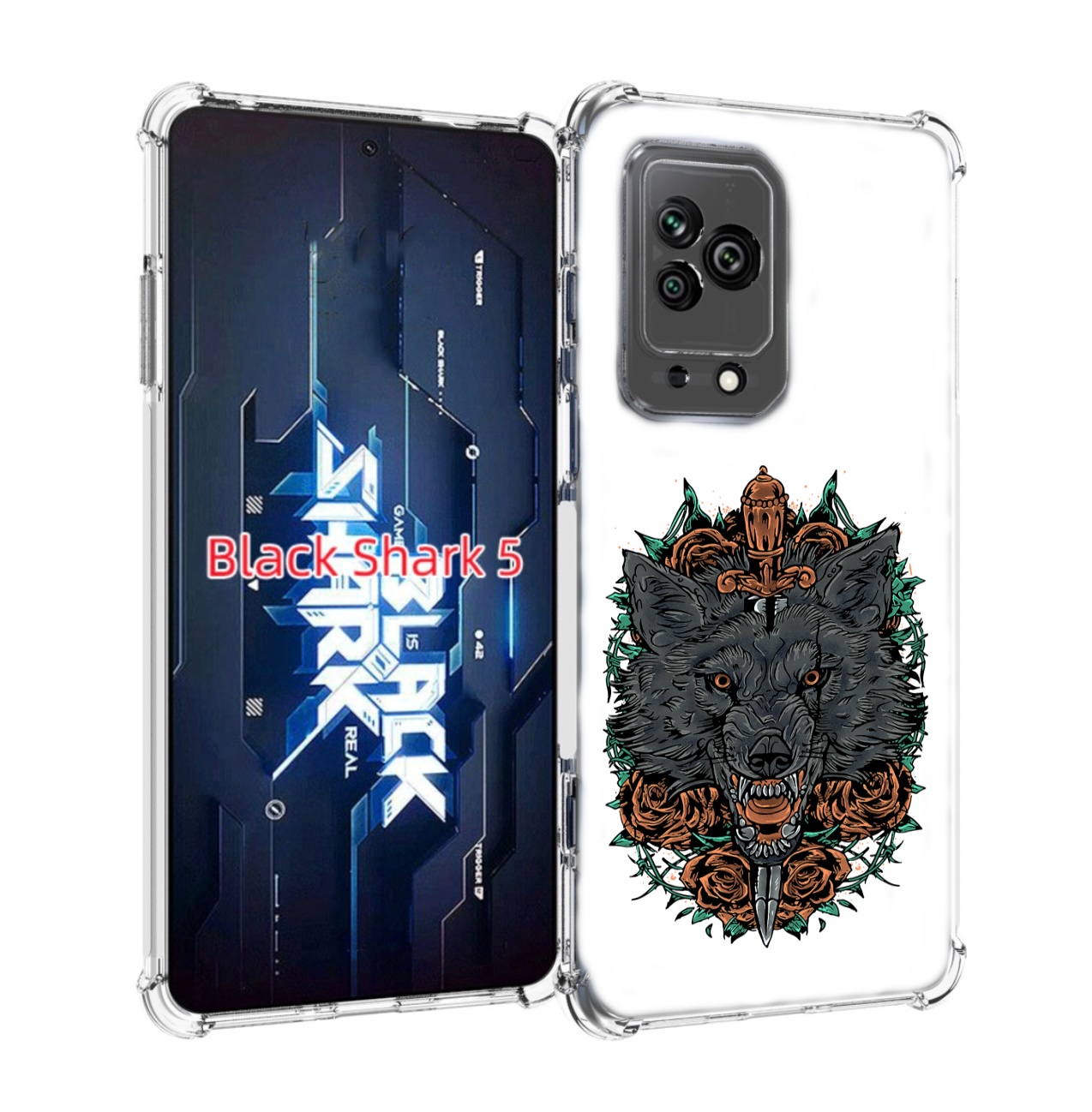 

Чехол MyPads красивый злой волк для Xiaomi Black Shark 5, Прозрачный, Tocco