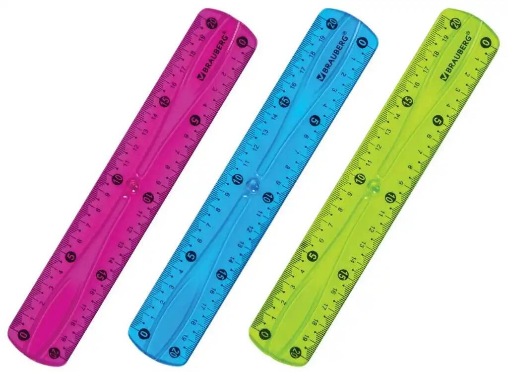 

Линейка 20 см гибкая BRAUBERG FLEX пластиковая ассорти европодвес 12 шт, Голубой;зеленый;оранжевый;розовый