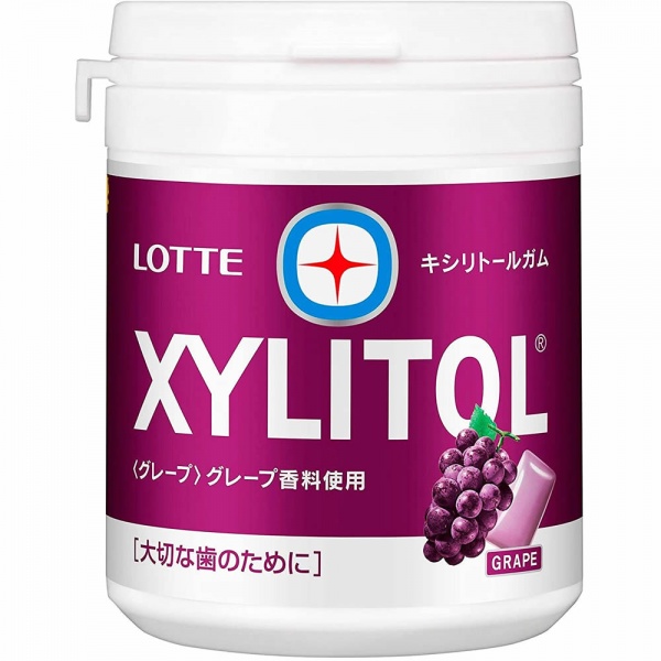 фото Lotte xylitol gum grape bottle жевательная резинка сочный виноград, банка, 143 гр