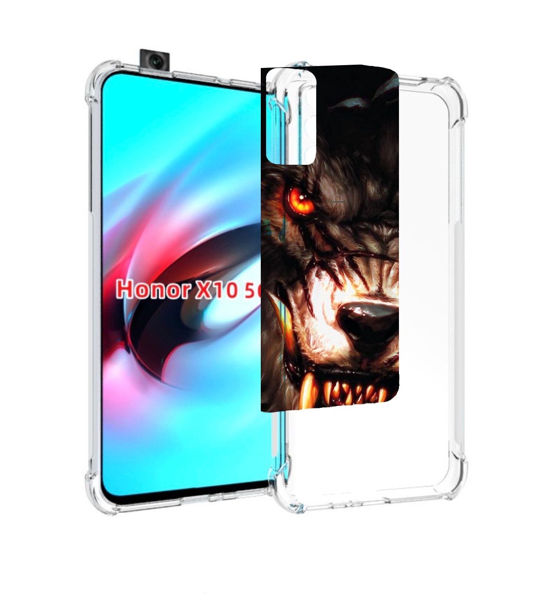 

Чехол MyPads злой голодный волк мужской для Honor X10, Прозрачный, Tocco