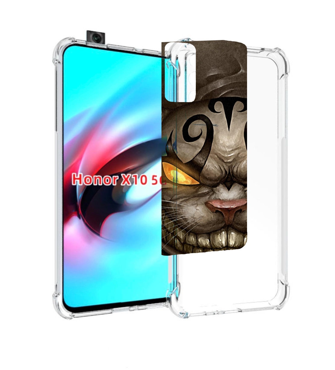 

Чехол MyPads злой котик с желтыми глазами для Honor X10, Прозрачный, Tocco