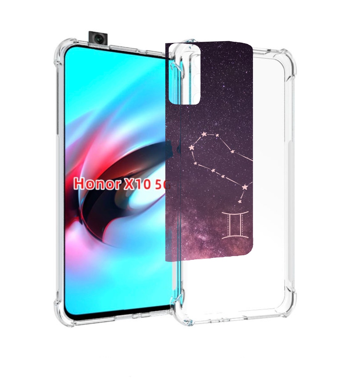 

Чехол MyPads знак зодиака близнецы 5 для Honor X10, Прозрачный, Tocco