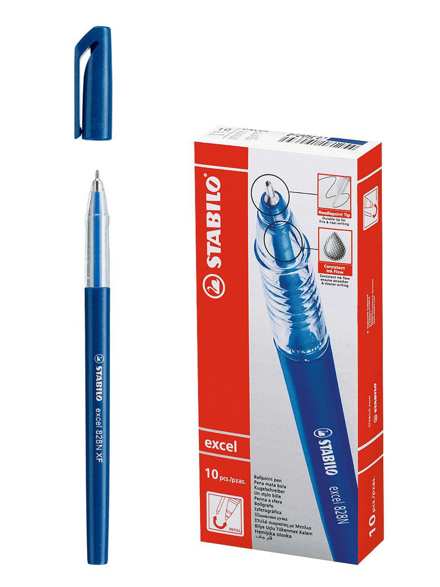 

Ручка шариковая 0,35мм STABILO Excel 828/41NXF, синяя (10шт), Excel