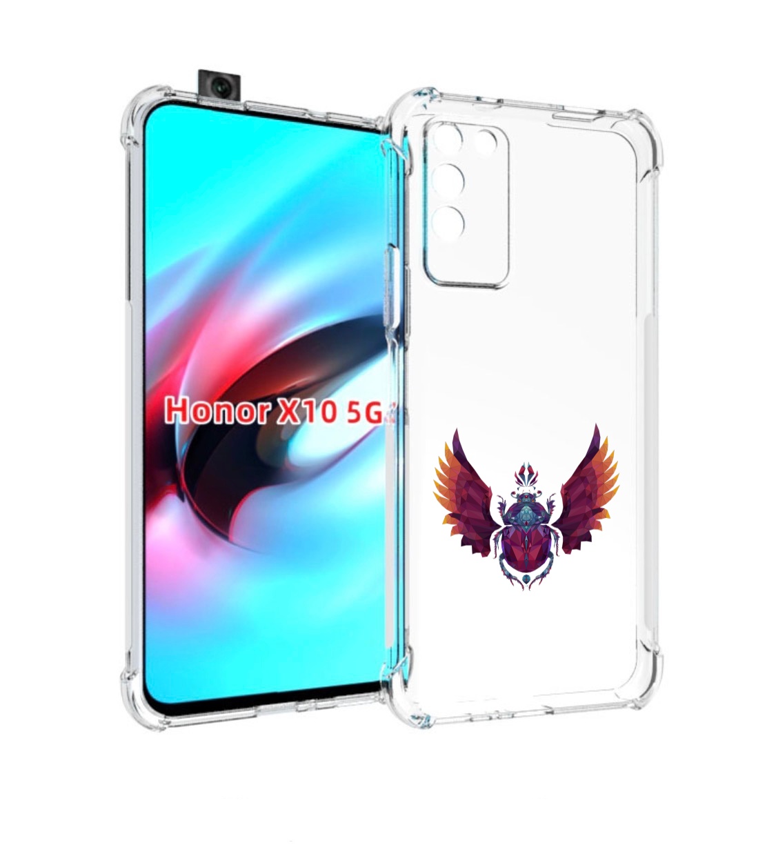 

Чехол MyPads алмазный скоробей для Honor X10, Прозрачный, Tocco